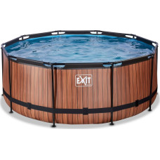 Exit Exit Toys Wood Pool, Frame Pool O 360x122cm, swimming pool (brown, with filter pump)