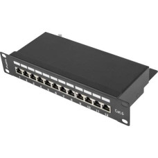 Lanberg Patch Panel 12 Port 1U 10' cali kategoria 6 ekranowany czarny -PPF6-9012-B