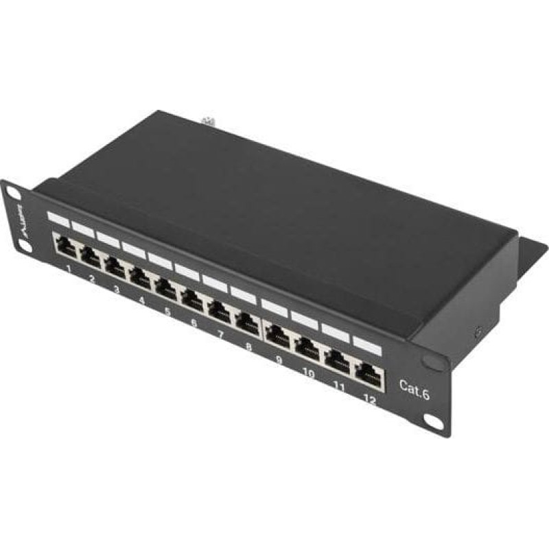 Lanberg Patch Panel 12 Port 1U 10' cali kategoria 6 ekranowany czarny -PPF6-9012-B