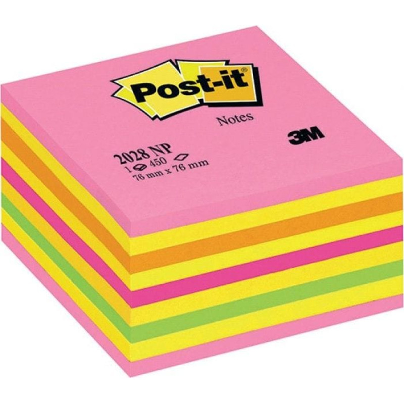 Post-It Kostka samoprzylepna POST-IT (2028-NP), 76x76mm, 1x450 kart., cukierkowa różowa