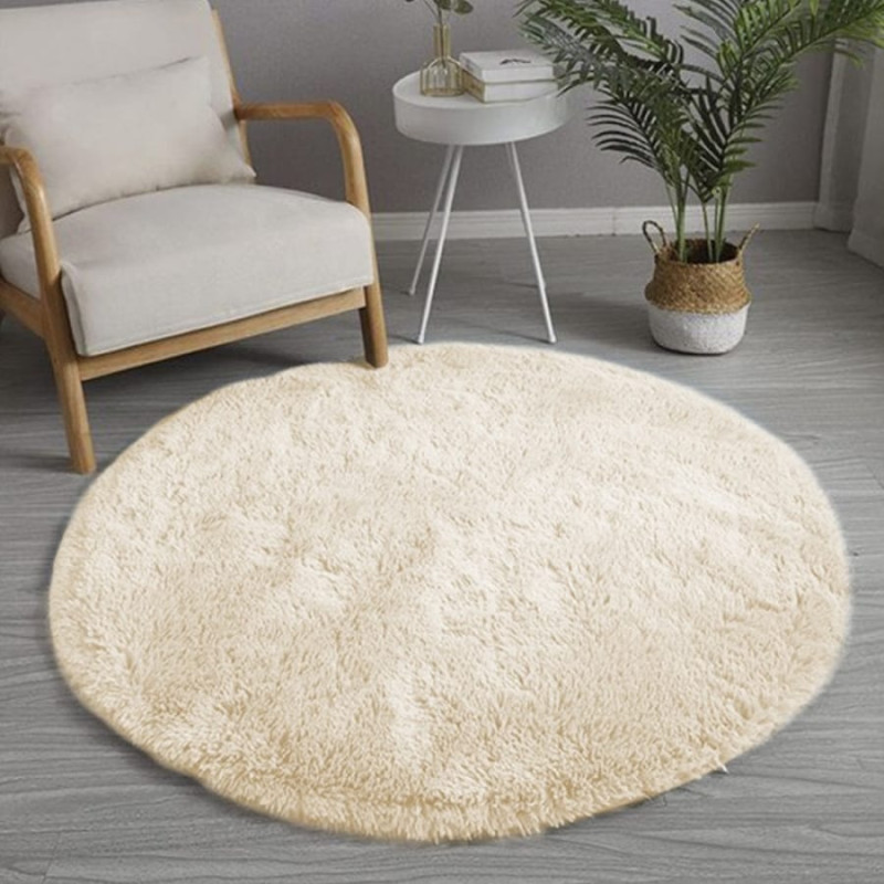 Strado Dywan okrągły Shaggy Strado 100x100 CreamBeige (Beżowy) uniwersalny