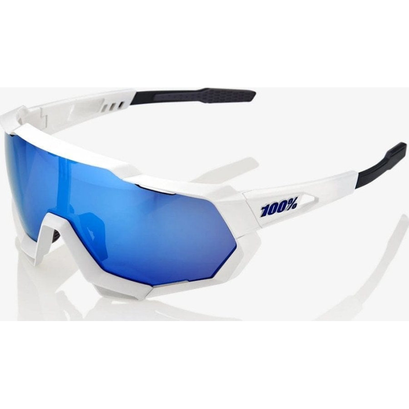 100 Bon 100% Okulary 100% SPEEDTRAP Matte White - HiPER Blue Multilayer Mirror Lens (Szkła Niebieskie Lustrzane Wielowarstwowe LT 13% + Szkła Przeźroczyste LT 93%) (NEW 2021)