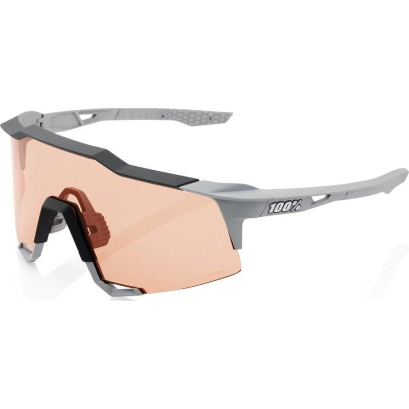 100 Bon 100% Okulary 100% SPEEDCRAFT Soft Tact Stone Grey - HiPER Coral Lens (Szkła Koralowe LT 52% + Szkła Przeźroczyste LT 93%) (NEW 2021)