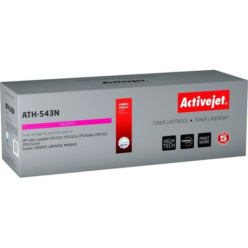 Activejet ATH-543N toner for HP printer; HP 125A CB543A, Canon CRG-716M replacement; Supreme; 1600 pages; magenta