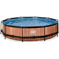 Exit Exit Toys Wood Pool, Frame Pool O 360x76cm, swimming pool (brown, with filter pump)