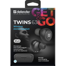 Defender Twins 638 Headset Wireless In-ear Calls/Music Bluetooth Black