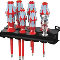 Wera 3160 i/7 Schraubendrehersatz Kraftform Plus, Edelstahl + Rack (rot/blau, 7-teilig, mit Lasertip)