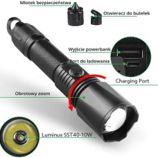 Libox Latarka akumulatorowa wielofunkcyjna LB0109 NEW Black Hand flashlight LED