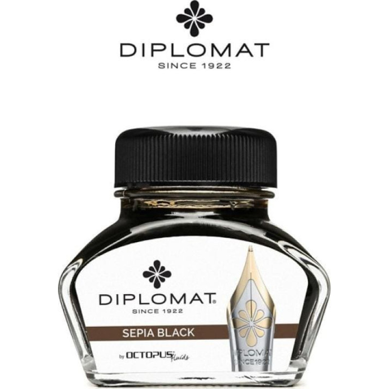 Diplomat Atrament do piór wiecznych DIPLOMAT, w kałamarzu, 30 ml, czarny sepia