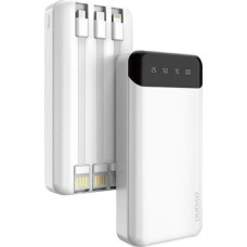 Dudao pojemny powerbank z 3 wbudowanymi kablami 20000mAh USB Typ C + micro USB + Lightning biały (Dudao K6Pro+)