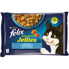 Purina Nestle Felix Sensations Mix - salmon, shrimps, ocean fish with tomatoes - wet cat food - 4x85 g