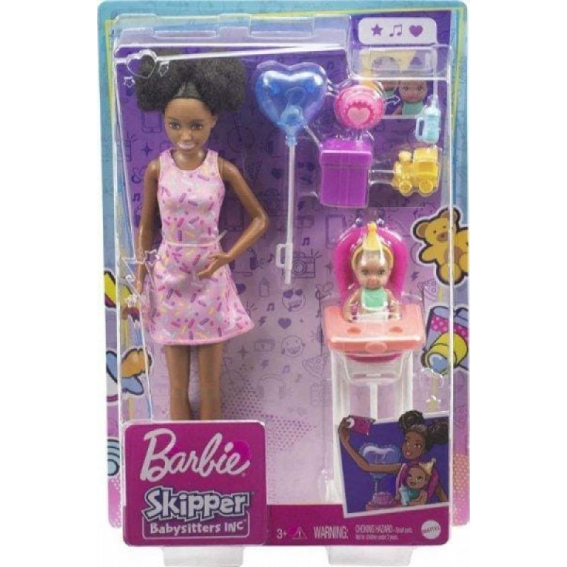 Mattel Lalka Barbie Skipper Klub Opiekunek Krzesełko Mini Urodziny GRP41