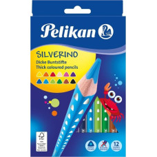 Pelikan Kredki Silverino trójkątne grube 12 kolorów