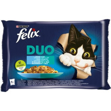 Purina Nestle Felix Fantastic Duo- black cod, salmon, herring, trout, salmon, sardines, trout, jelly mackerel - 4x85g