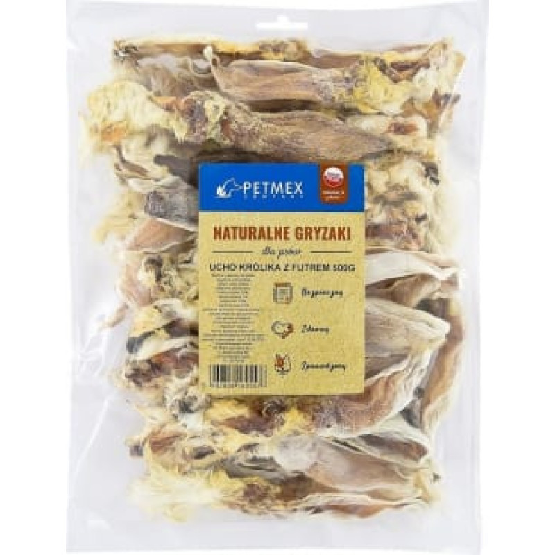 Petmex dog chew Rabbit ear with fur 500g