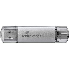 Mediarange Kombo-Speicherstick 64 GB (silber/transparent, USB-A 3.2 Gen 1, USB-C 3.2 Gen 1)