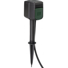 Brennenstuhl Connect WiFi garden socket 2-way, with ground spike and mounting plate, socket strip (black/green, 10 meters, timer, voice control)