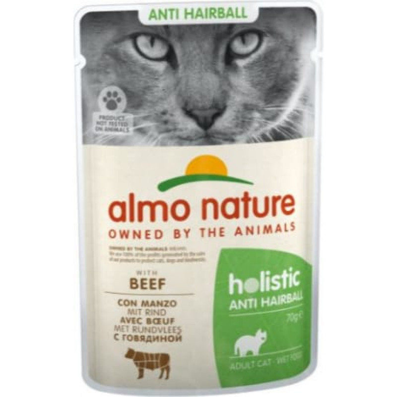 Almo Nature Hairball - wet food for adult cats - beef - 70g