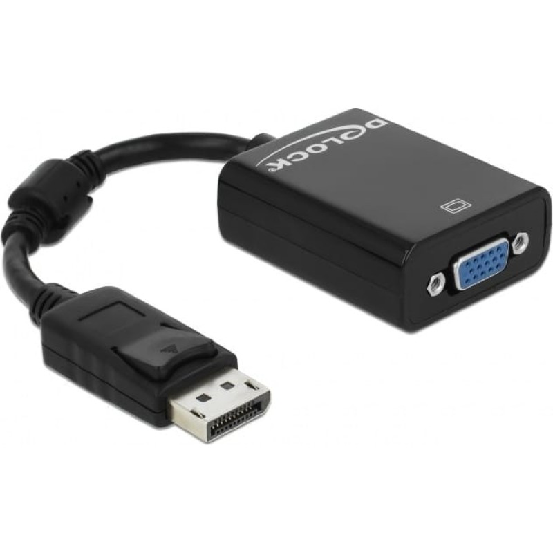 Delock Adapter Displayport Stecker > VGA Buchse (schwarz, 12cm)