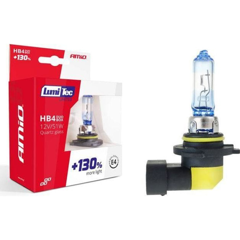 Amio Zestaw żarówek halogenowych HB4 12V 51W LumiTec LIMITED +130% DUO BOX