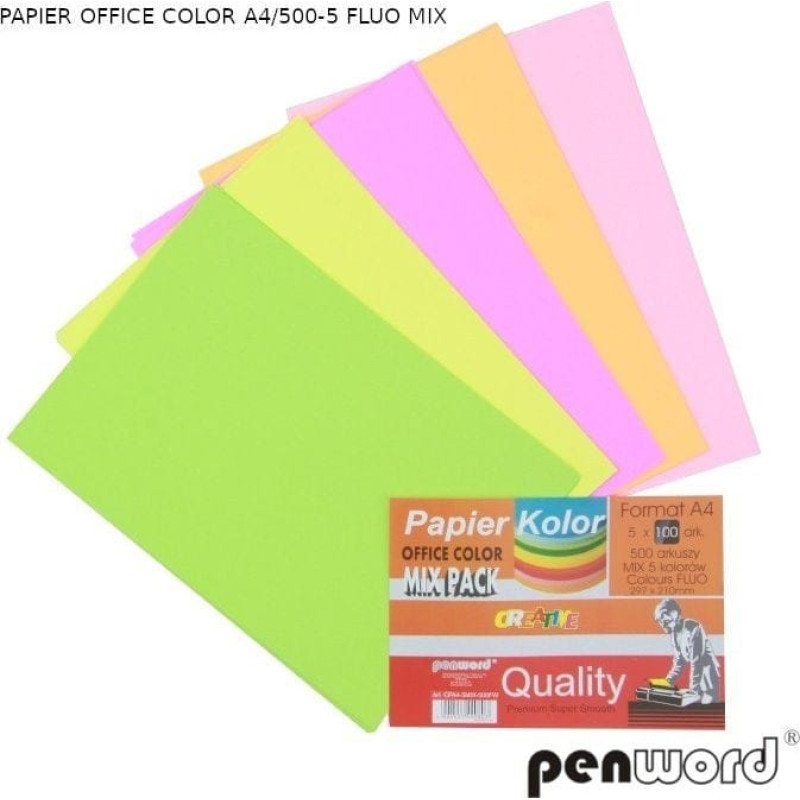 Penword PAPIER OFFICE COLOR A4/500-5 FLUO MIX Penword