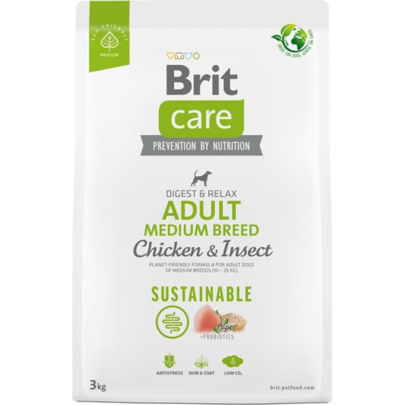 Brit Care Dog Sustainable Adult Medium Breed Chicken & Insect - dry dog food - 3 kg