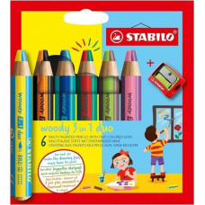 Stabilo Kredki Woody 3w1 Duo 6 kol+ temperówka STABILO