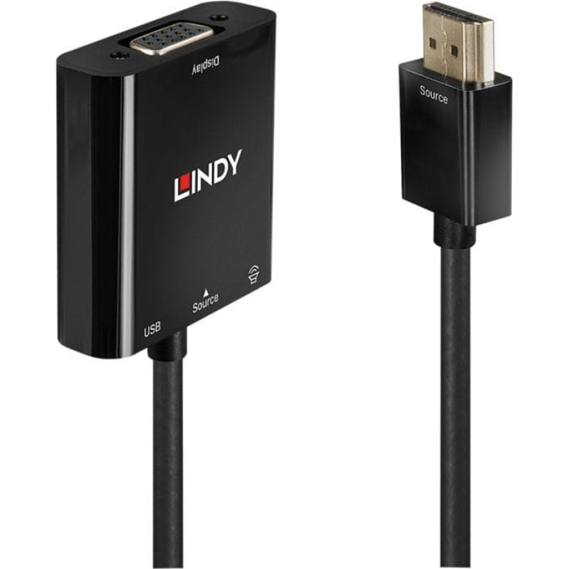 Lindy Adapter AV Lindy HDMI - D-Sub (VGA) + Jack 3.5mm czarny (38285)