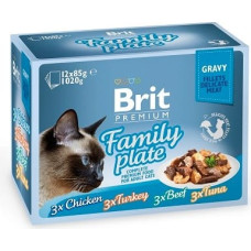 Brit Premium Cat Pouch Gravy Fillet Family Plate - wet cat food - 12 x 85g