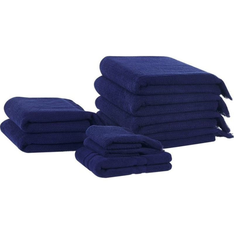 Beliani Komplet 9 ręczników bawełnianych frotte niebieski ATIU Lumarko!