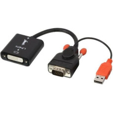 Lindy Adapter AV Lindy DVI-I - D-Sub (VGA) + USB-A czarny (38184)