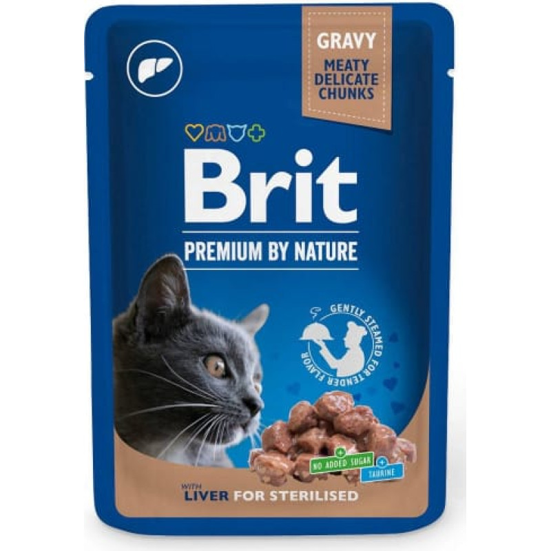 Brit Premium Cat Liver Sterilised - wet cat food - 100g