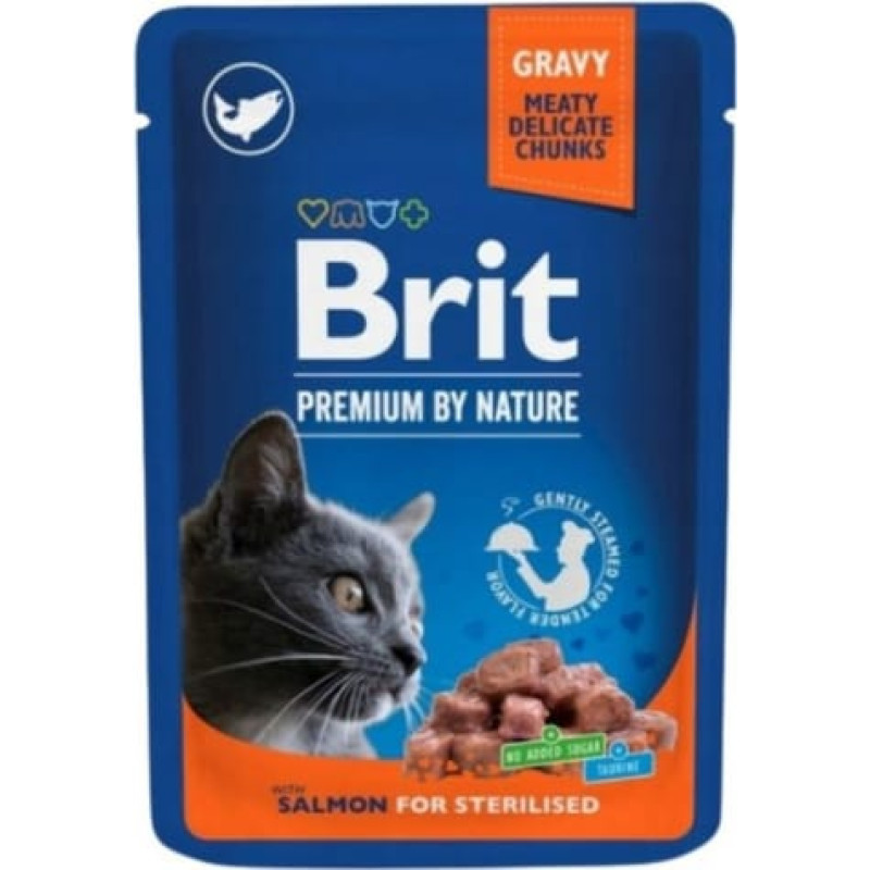 Brit Premium Cat Salmon Sterilised - wet cat food - 100g