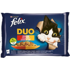 Purina Nestle Felix Fantastic Duo meat - beef and poultry, chicken and kidney, lamb and veal, turkey and liver - 4 x 85g