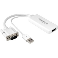 Delock Adapter AV Delock D-Sub (VGA) - HDMI + USB-A biały (62460)