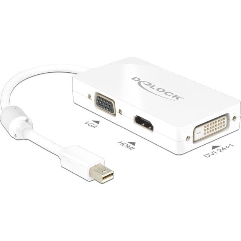 Delock Adapter AV Delock DisplayPort Mini - HDMI - D-Sub (VGA) - DVI biały (62630)