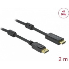 Delock Adapter AV Delock Cable Active DisplayPort 1.2 to HDMI Cable 4K 60 Hz 2 m - Black