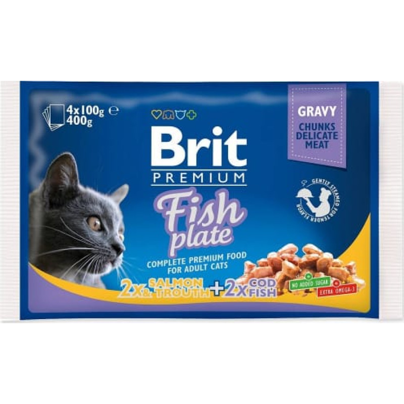 Brit Premium Cat Fish Plate - wet cat food - 4x100g