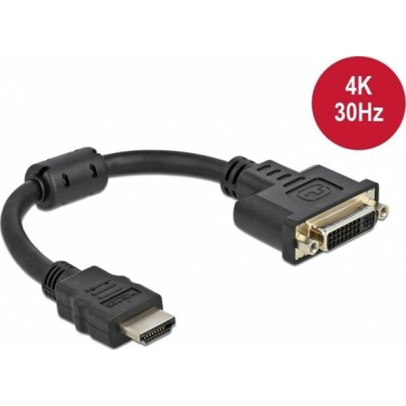 Delock Adapter AV Delock Adapter HDMI male to DVI 24+5 female 4K 30 Hz 20 cm - black