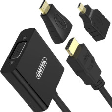 Unitek Adapter AV Unitek HDMI Micro - HDMI HDMI - D-Sub (VGA) + Jack 3.5mm HDMI Mini - HDMI czarny (Y-6355)