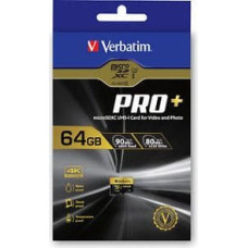 Verbatim Karta Verbatim Pro+ MicroSDXC 64 GB Class 10 UHS-I/U1  (44034)