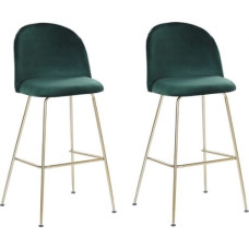 Beliani Zestaw 2 krzeseł barowych welurowy zielony ARCOLA