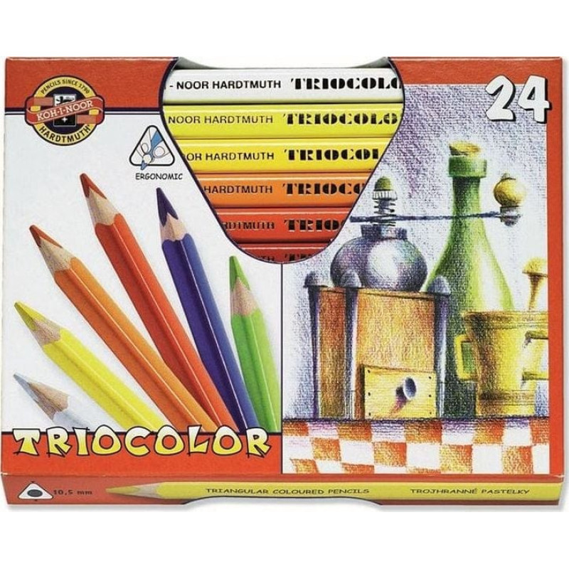 Koh I Noor Kredki KOH-I-NOOR Triocolor trójkątne grube, 24 kolory Koh-I-Nor