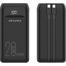 Awei Powerbank Awei AWEI PowerBank P169K 20000mAh 22.5W czarny/black wyświetlacz + kable PD/Lightning