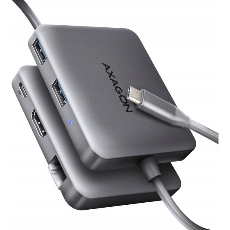 Axagon HUB USB Axagon HMC-5HL Wieloportowy hub 2x USB-A, 4K HDMI, GLAN, USB 3.2 Gen 1, PD 100W, 15cm USB-C kabel