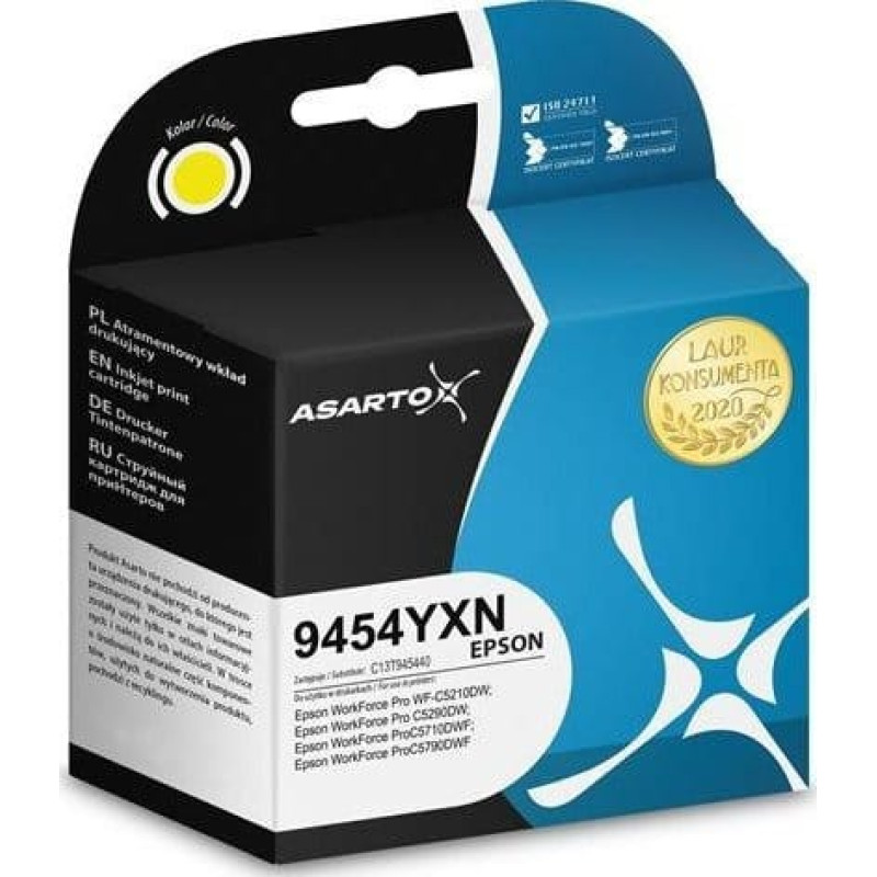 Asarto Tusz Asarto Tusz Asarto do Epson 9454YXN | C13T945440 | 66ml | yellow