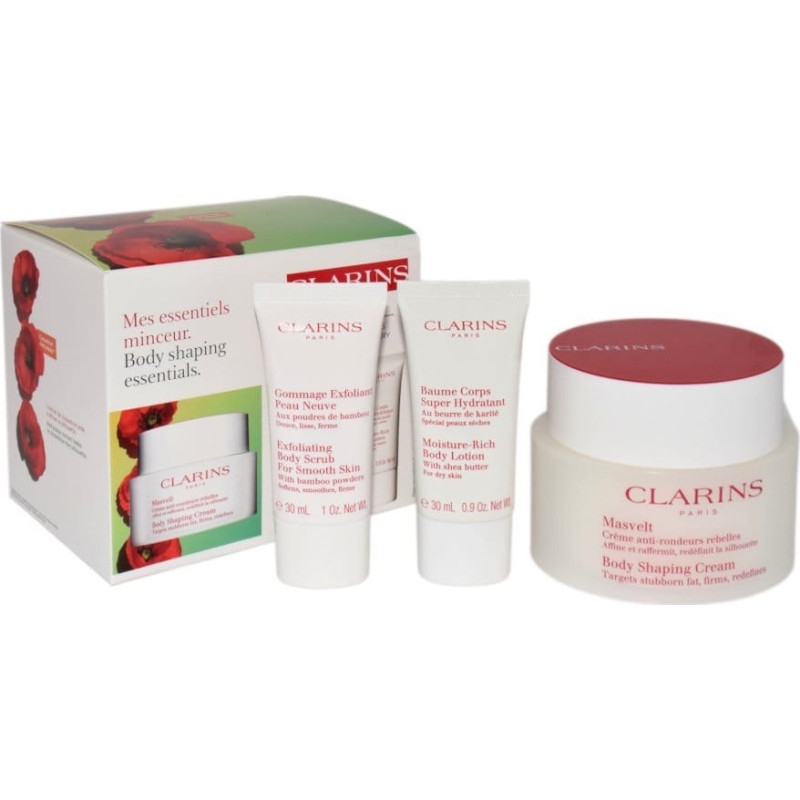 Clarins SET (MASVELT BODY SHAPING CREAM 200ML + EXFOLIATING BODY SCRUB 30ML + BODY LOTION 30ML)