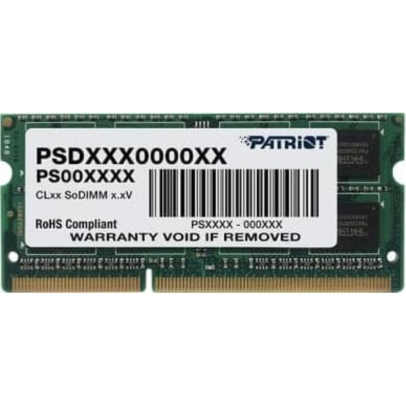 Patriot Pamięć do laptopa Patriot Signature, SODIMM, DDR3L, 4 GB, 1600 MHz, CL11 (PSD34G1600L2S)