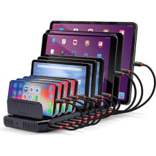 Lindy 10 Port USB-Ladestation (schwarz, gleichzeitiges Laden von bis zu 10 Tablets und/oder Smartphones)