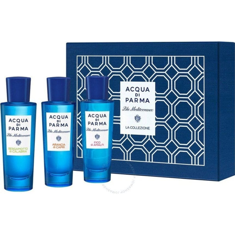 Acqua Di Parma Set Acqua di Parma: Blu Mediterraneo Bergamotto di Calabria, Eau De Toilette, Unisex, 30 ml + Blu Mediterraneo Arancia di Capri, Eau De Toilette, For Men, 30 ml + Blu Mediterraneo - Fico di Amalfi, Eau De Toilette, Unisex, 30 ml Unisex